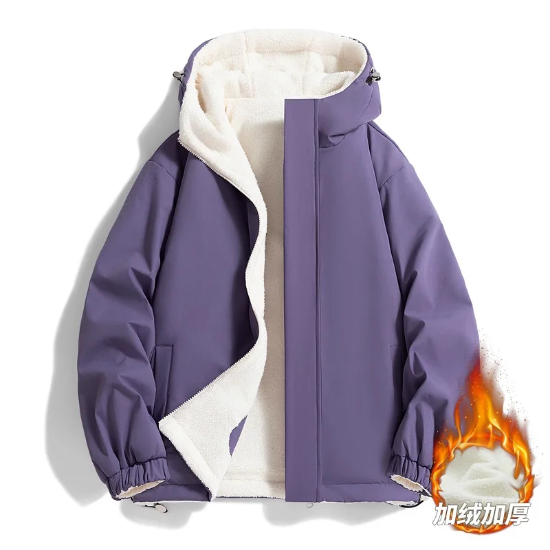 

Осенне-зимний комплект для пар, двустороннее мужское женское пальто из овечьего флиса, трендовое пальто на флисовой подкладке, утепленная куртка с хлопковой подкладкой