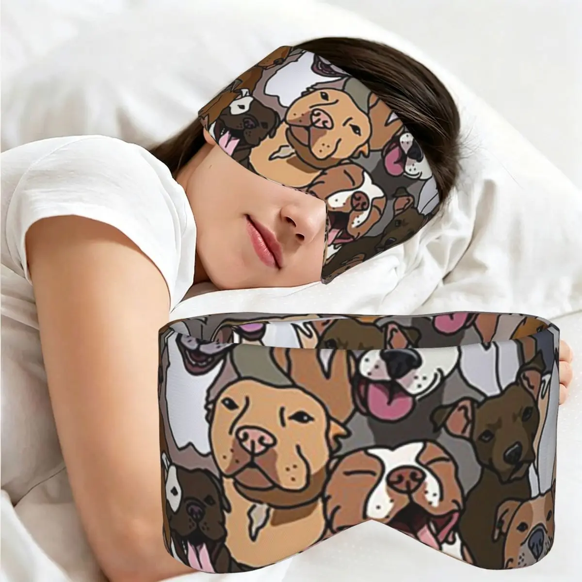 Pitbull Dog Pattern All The Mutts sleep mask Light Blocking Portable Eye Cover for Girls Boys Home Sleeping Eyeshade eyepatch