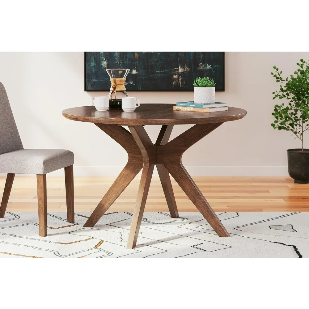 Traditional Round Dining Room Table, Seats up to 4, Brown