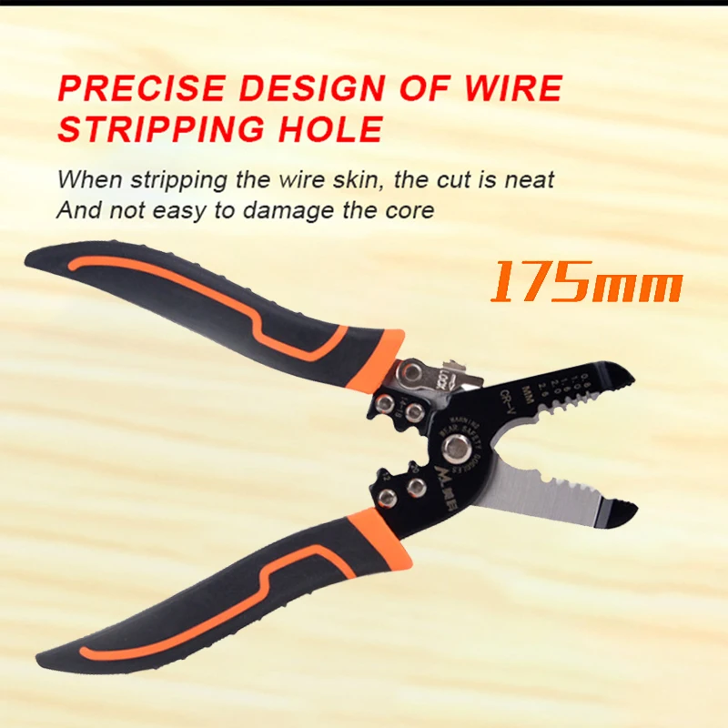 175mm Stripping Crimping Pliers Wire Stripper Multi Functional Ring Crimpper Electrician Peeling Network Cable Stripper Tools