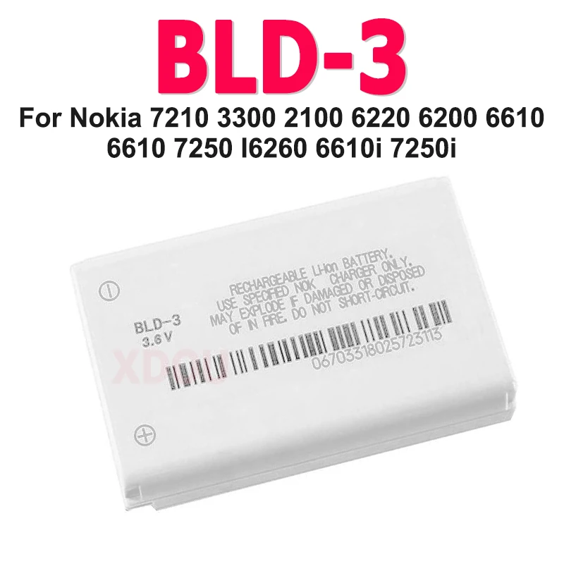 800mAh BLD-3 Battery For Nokia 7210 3300 2100 6220 6200 6610 6610 7250 I6260 6610i 7250i Cell Phone Batteria