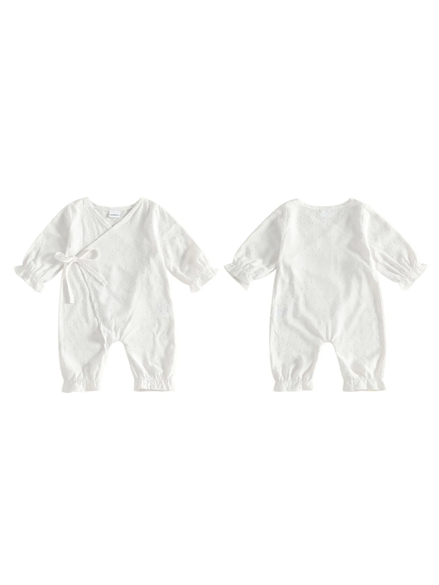 Ripped Ruffled Trim Girl Long Wrapped Tie Up Up-Jumpsuit Romper Ripped Ripped Ruffled Ruffled Trim Wrapped Wrapped Tie