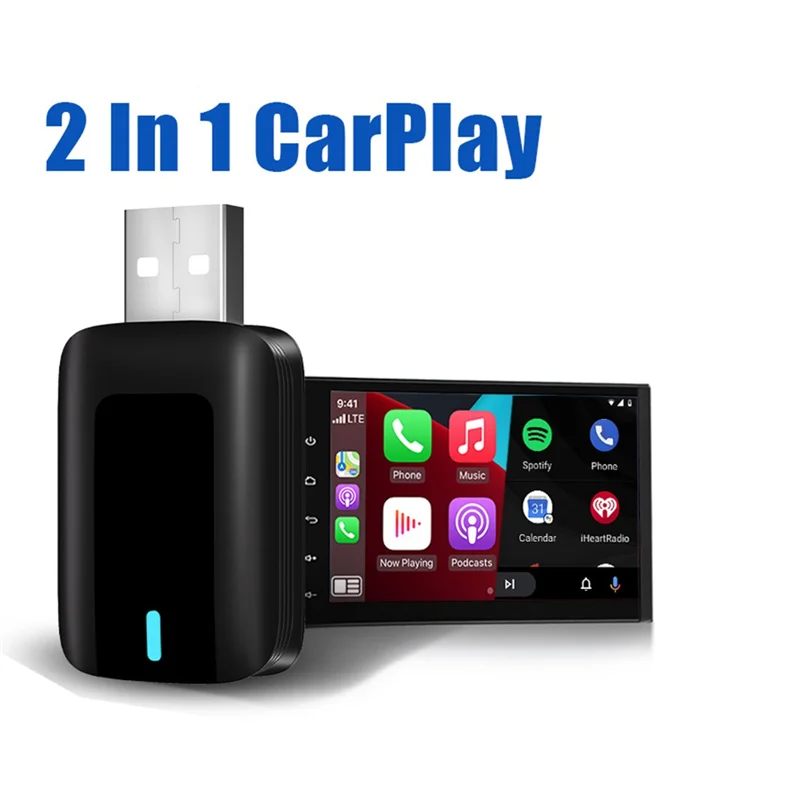 

Wired To Wireless Carplay & Android Auto 2 In 1 Dongle 2.4/5G Wifi Bluetooth 5.0 For Wired Carplay Android Auto Cars