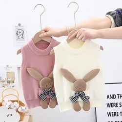 Baby Girl Pullover Vest Girls Waistcoat Sweater Cute Rabbit Children Infant Wool Sweater Outer Wear Vest Kids Coat 1-6Y GY06061