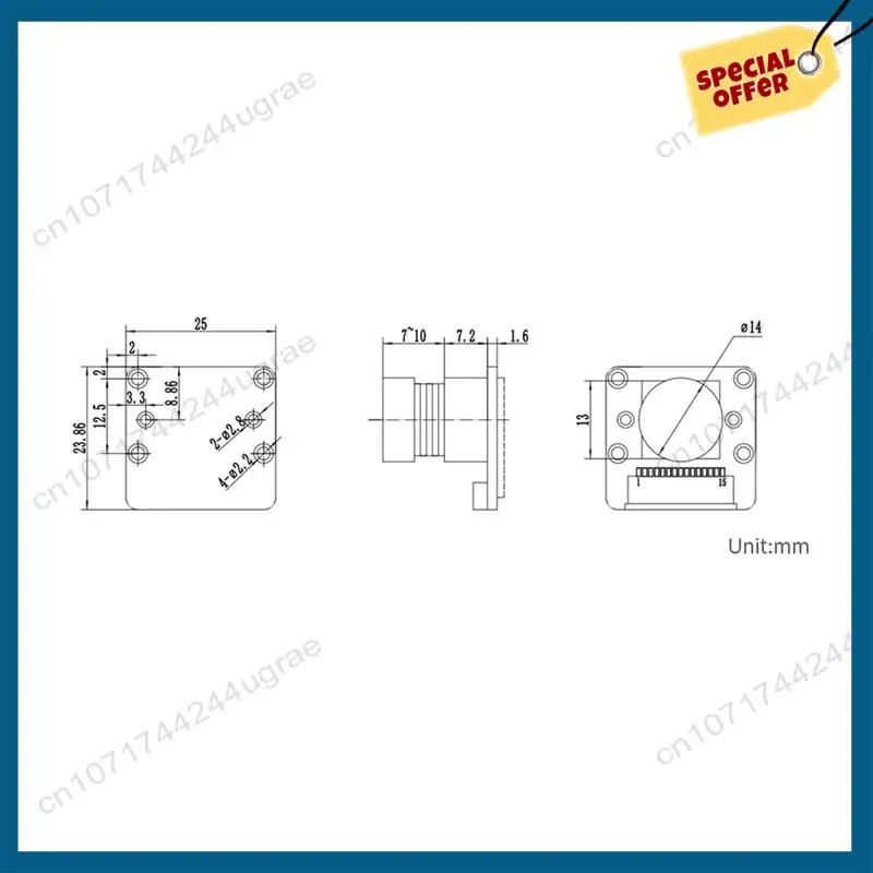 -A15I OV9281-110 Монокамера для Raspberry Pi, глобальный затвор, 1 МП