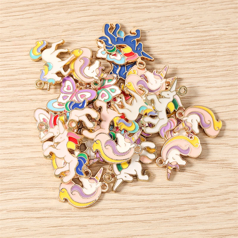 10 Stück Niedliche Emaille-Tieranhänger (Pferd, Schmetterling) für Schmuckherstellung, Ohrringe, Halsketten, Armbänder, DIY-Bastelzubehör – Detail 4