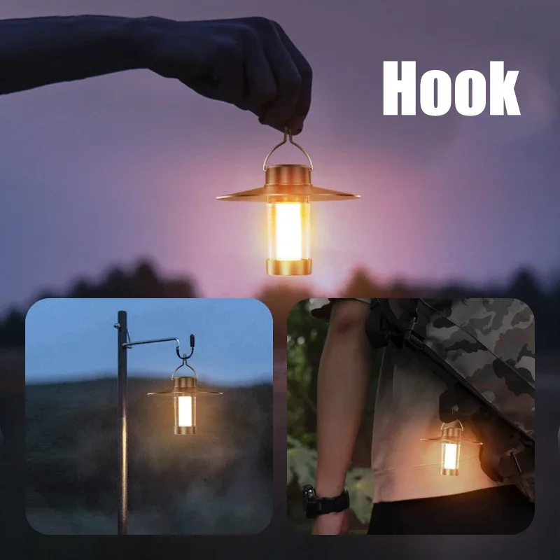 LED Camping Light Outdoor Tent Lights Multifunctional USB Warm Light Camping Lantern Emergency Flashlight Portable Hand Lamp