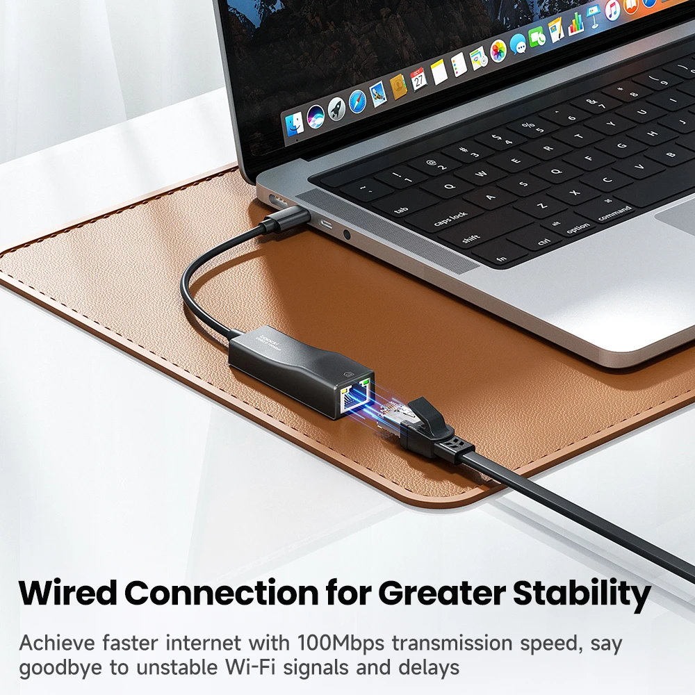 Toocki USB A إلى RJ45 Lan بطاقة الشبكة 100Mbps سائق مؤشر LED مجاني نوع C محول إيثرنت سلكي لنظام التشغيل Win 11/10 Mac iPad OS