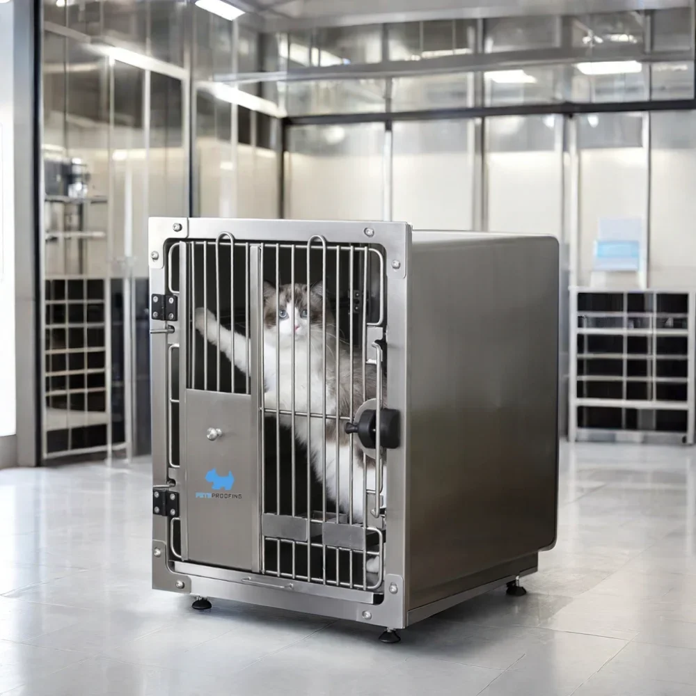 Stainless Steel Multifunction Veterinary Cage Petsproof Pet Supplies Cat Restriction Vaccination Clinic Crate