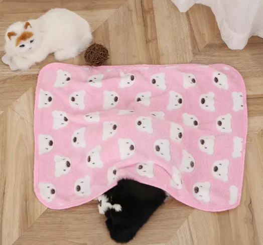 

Pet Blanket All Season Coral Velvet Printed Pet Mat Warm Cat And Dog Blanket Pets Autumn and winter cold protection