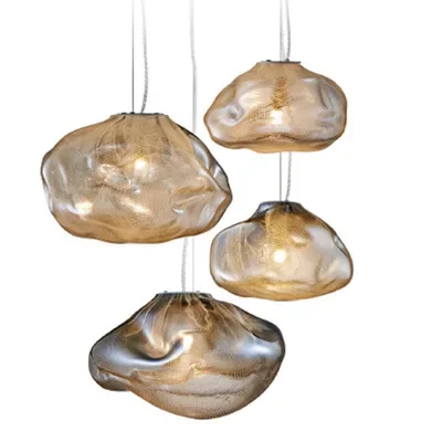 Nordic Denmark Glass Pendant Lights MARSDEN Dining Room Living Room Restaurant Irregular Fishing Net Hanging Lamps Fixtures