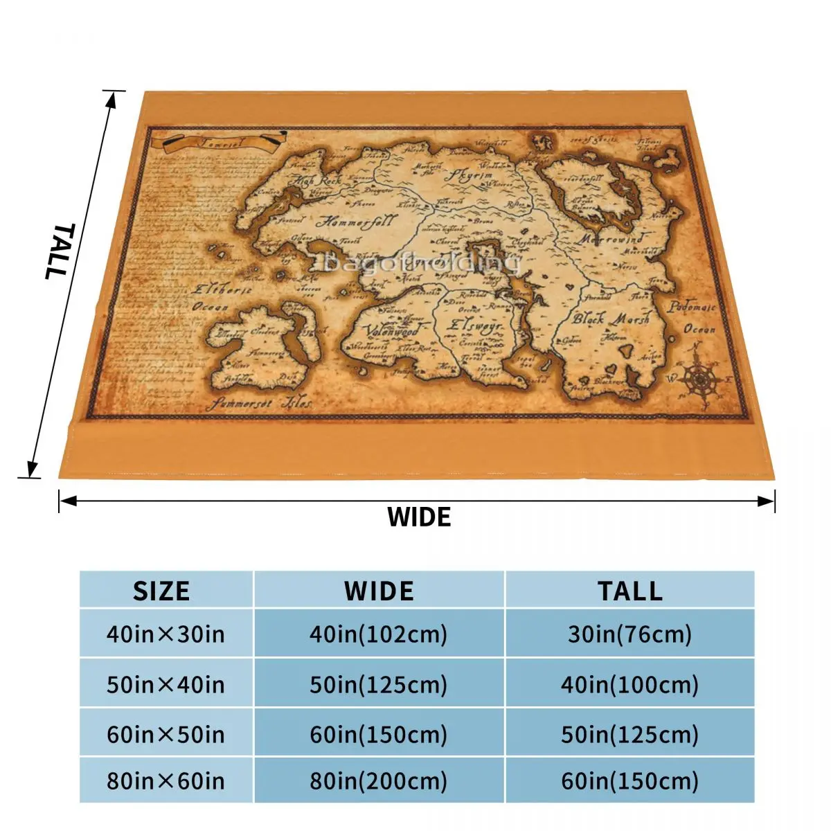 Map Of Tamriel Elder Scrolls IV Oblivion Blanket Bedspread On The Bed Plush Bedspread Queen Bed