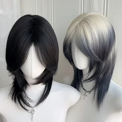 Synthetic Cosplay wigs Mullet Head Wig Natural  Long Hair Gradien High Quality wig For Men and Women Short Straight Wolf Tail 가발