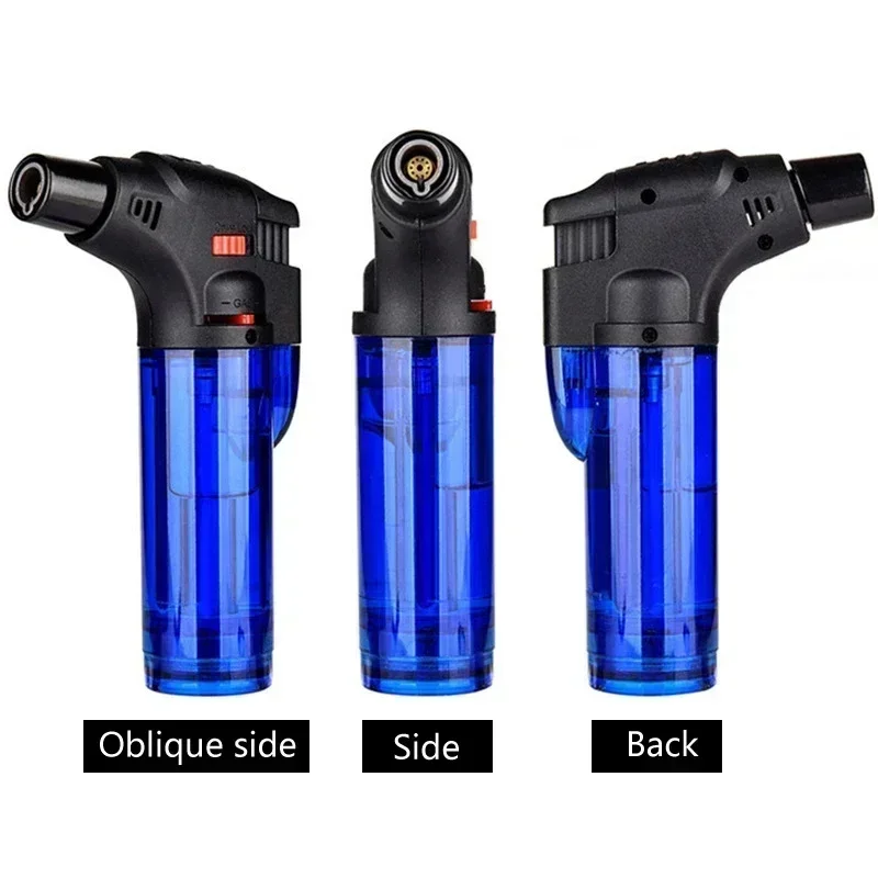 Windproof Gas Torch Lighter Portable Cigar Lighters Powerful Turbo Inflatable Butane Jet Flame Lighter Kitchen BBQ Ignition Tool