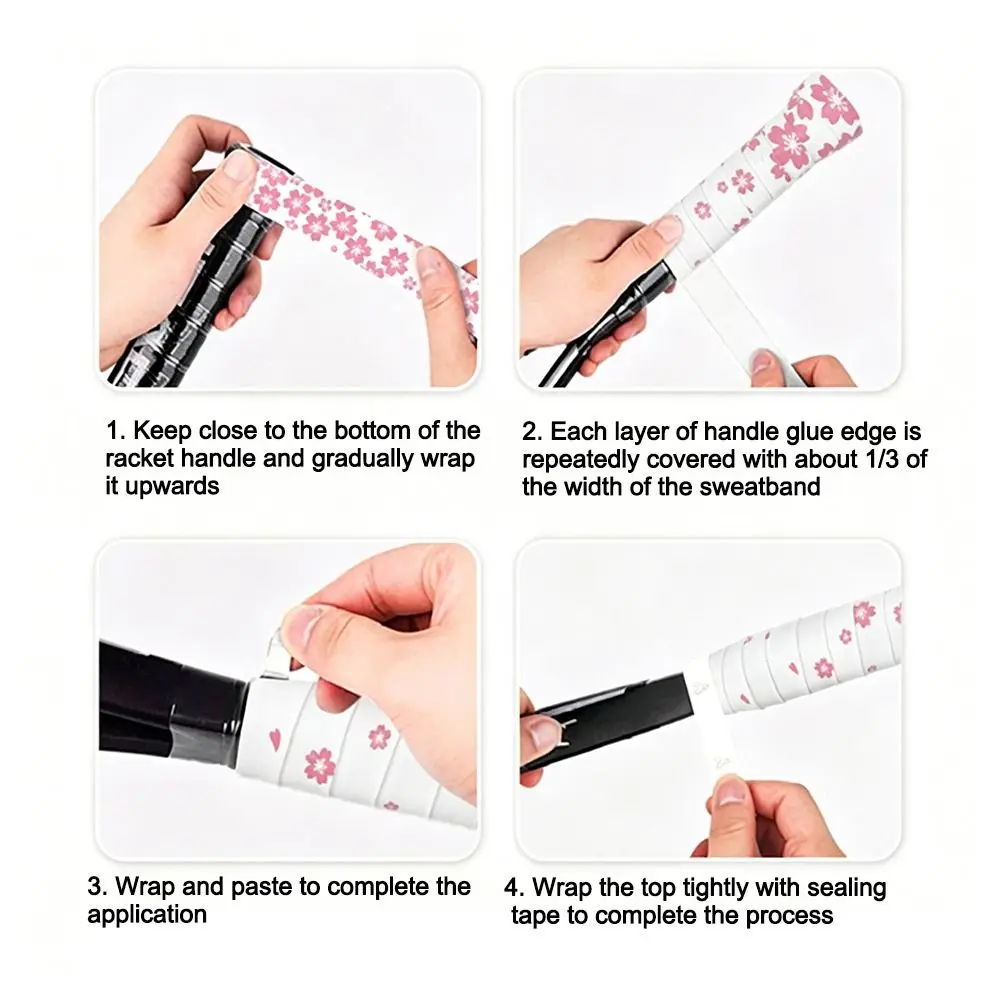 

Sakura Print Badminton Handle Wrap Tape Sweat-Absorbent Shock-Absorbing Badminton Racket Grips Wrap Non-Slip Wear-resistant