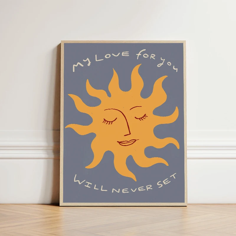 1pc frameless Canvas Painting Sun Moon Planet Cartoon Cute Bohemian Illustration Posters Canvas Printing Wall Art Picture for To