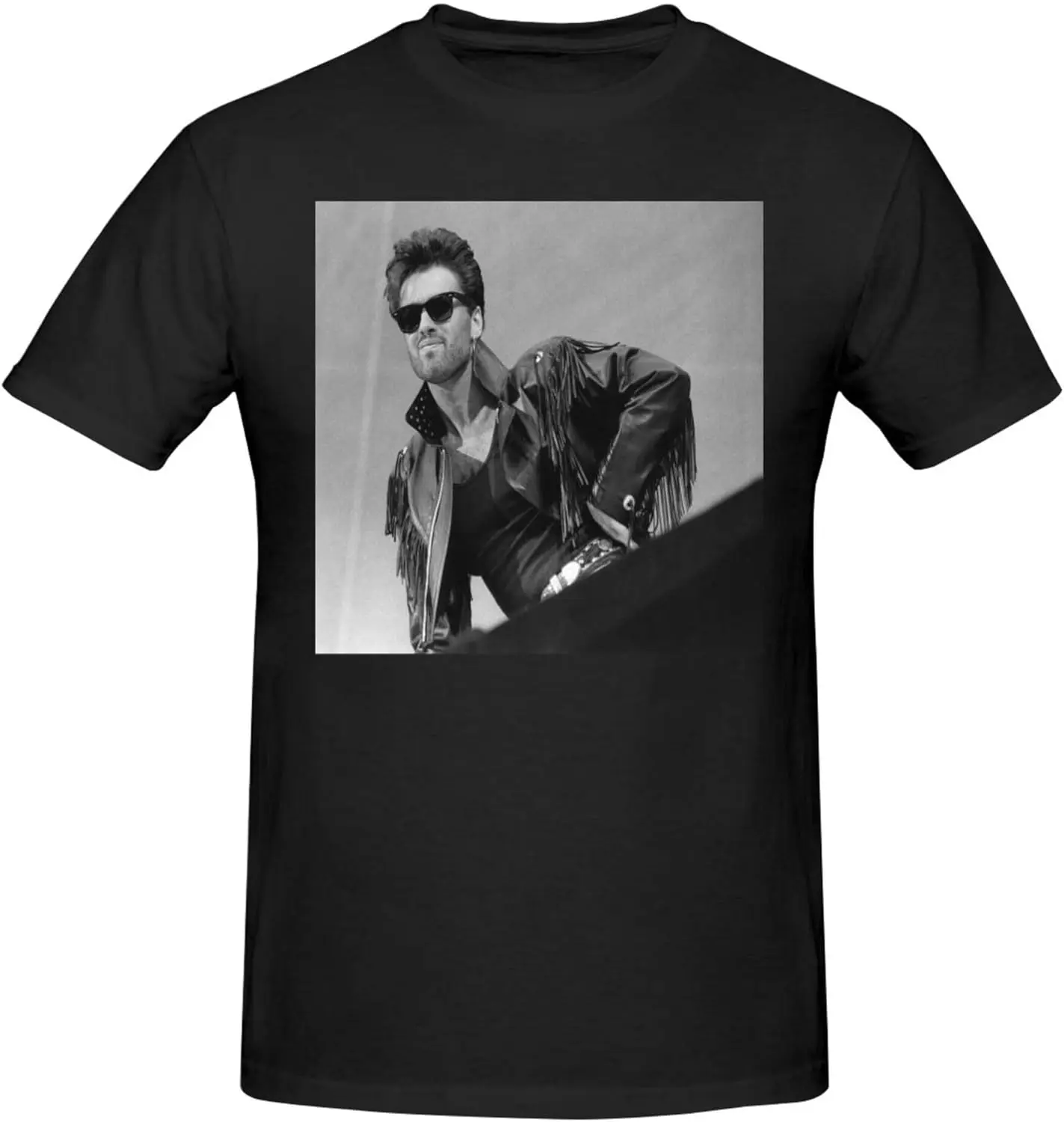 George Music Michael t-Shirts Men's Summer Cotton Casual Crew Neck Short Sleeve Shirt Unisex tees Black