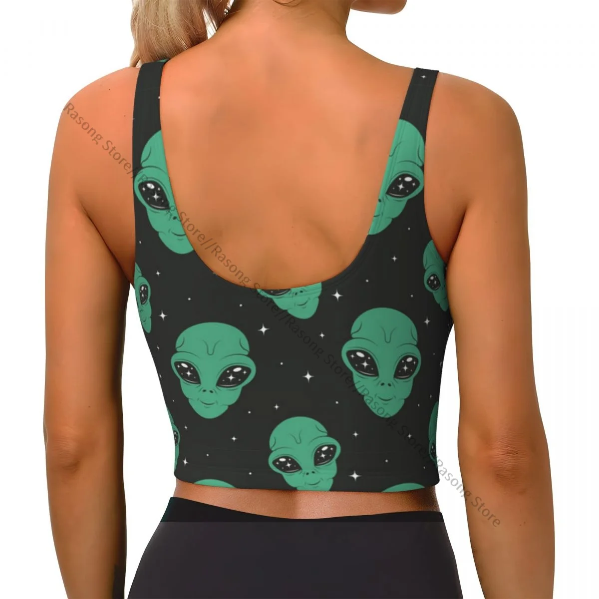 Women Sexy Sports Vest Cute Alien Background Female Streetwear Sport Lingerie Tee Crop Top