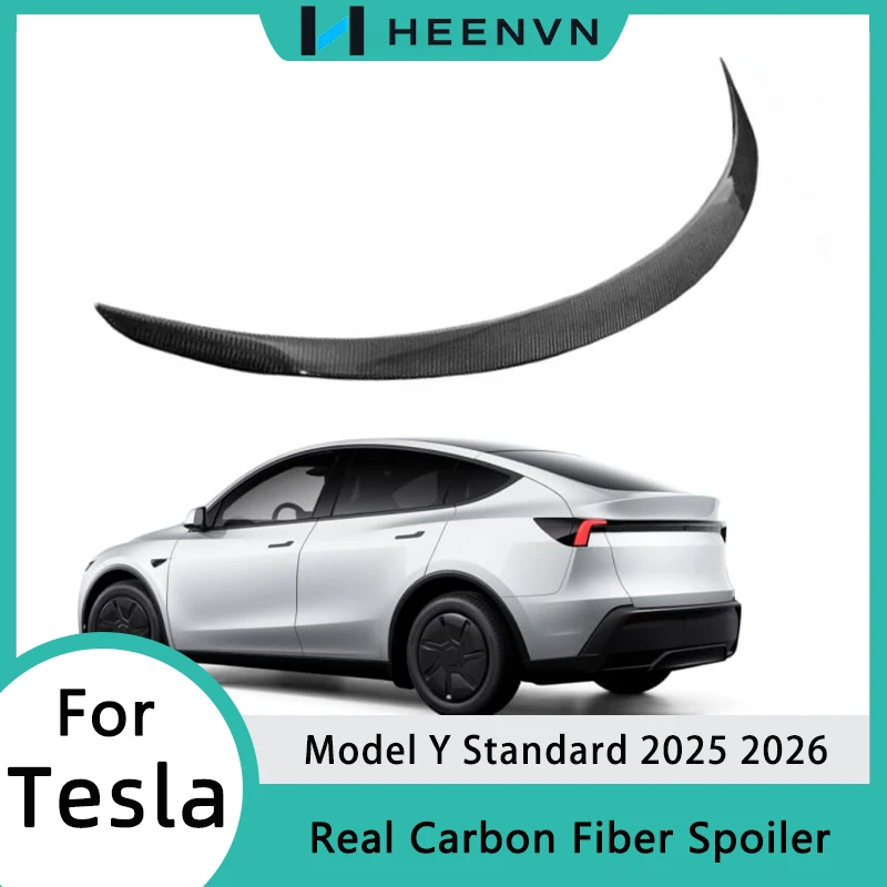 HEENVN Spoiler in Vera Fibra di Carbonio per Tesla Model Y Standard 2025 2026, Alette Posteriori ad Alte Prestazioni, Accessori Auto