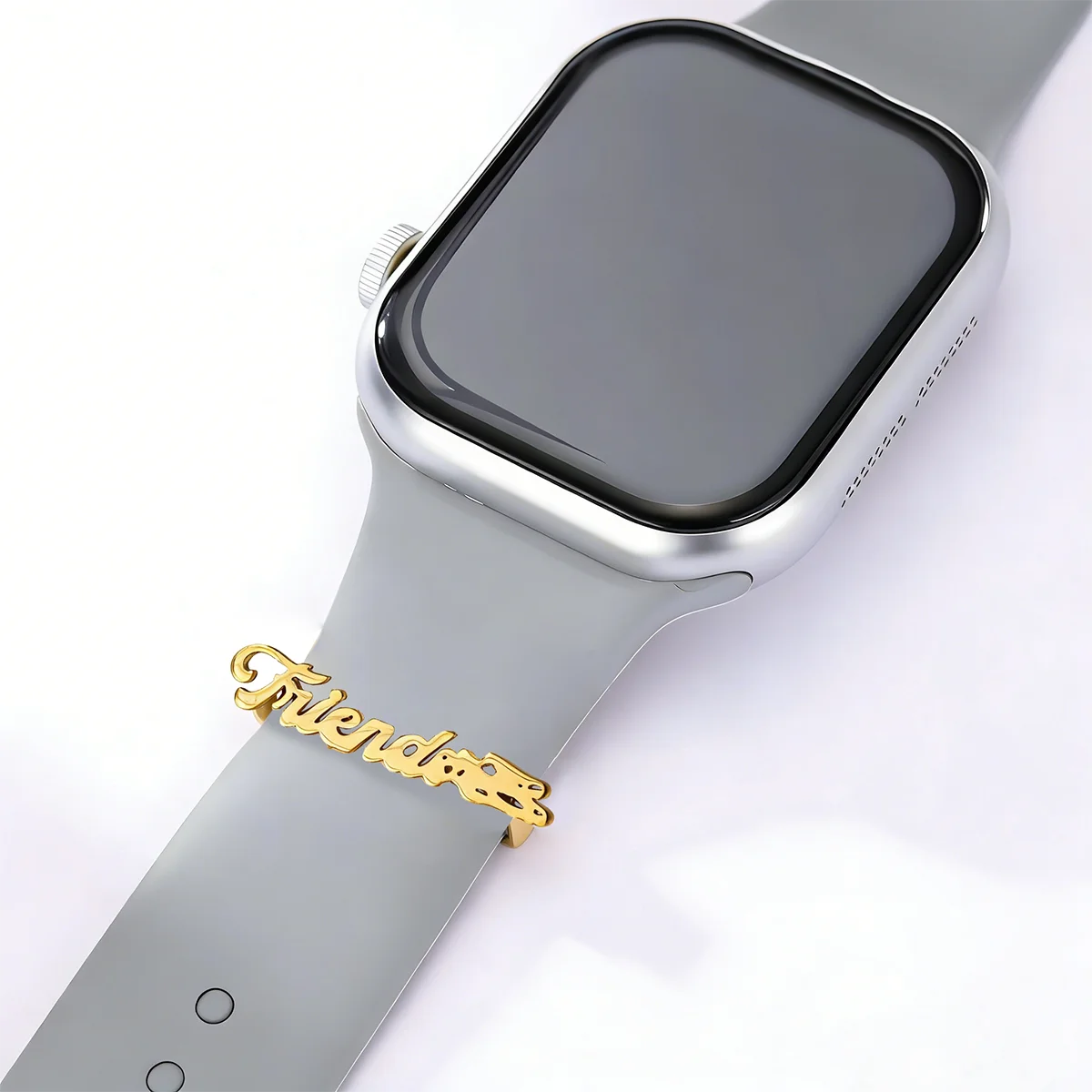 Custom Name Friends Theme Watch Strap Charm - Stainless Steel Personalized Letter Smart Watch Accessory for Daily Jewelry Wear