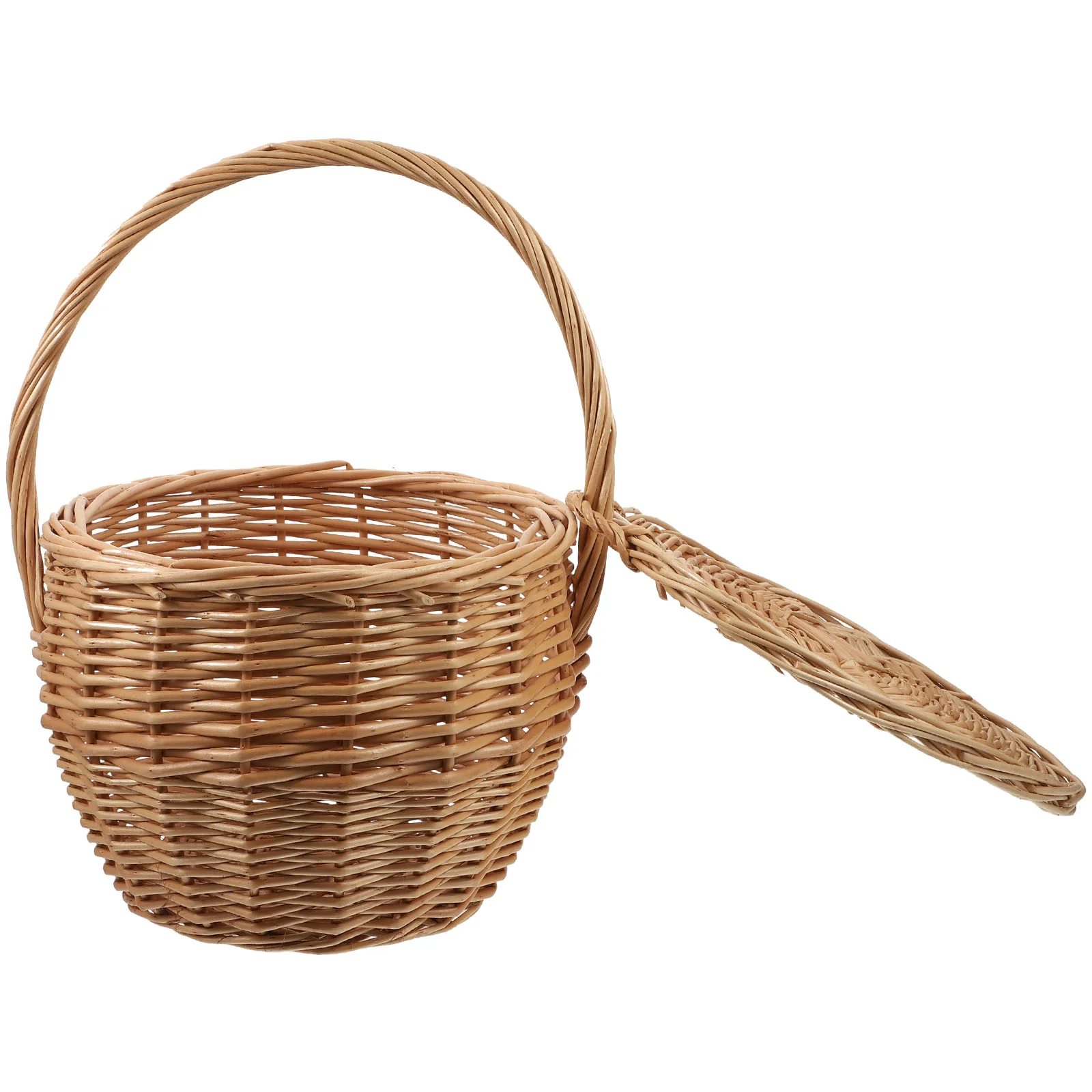 

Farmhouse Picnic Basket Rattan Shopping Gift Baskets Flower Girl Hamper Wicker Easter Storage