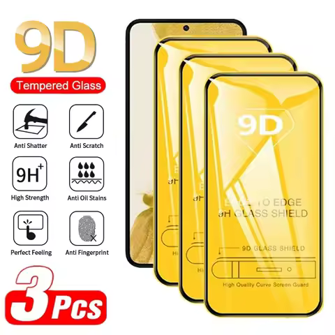 3PCS 9D Tempered Glass For Galaxy S24 Ultra A54 A14 A13 A53 A34 A33 A52 5G S22 S23 Plus Screen Protector For Samsung A70 A71 A72