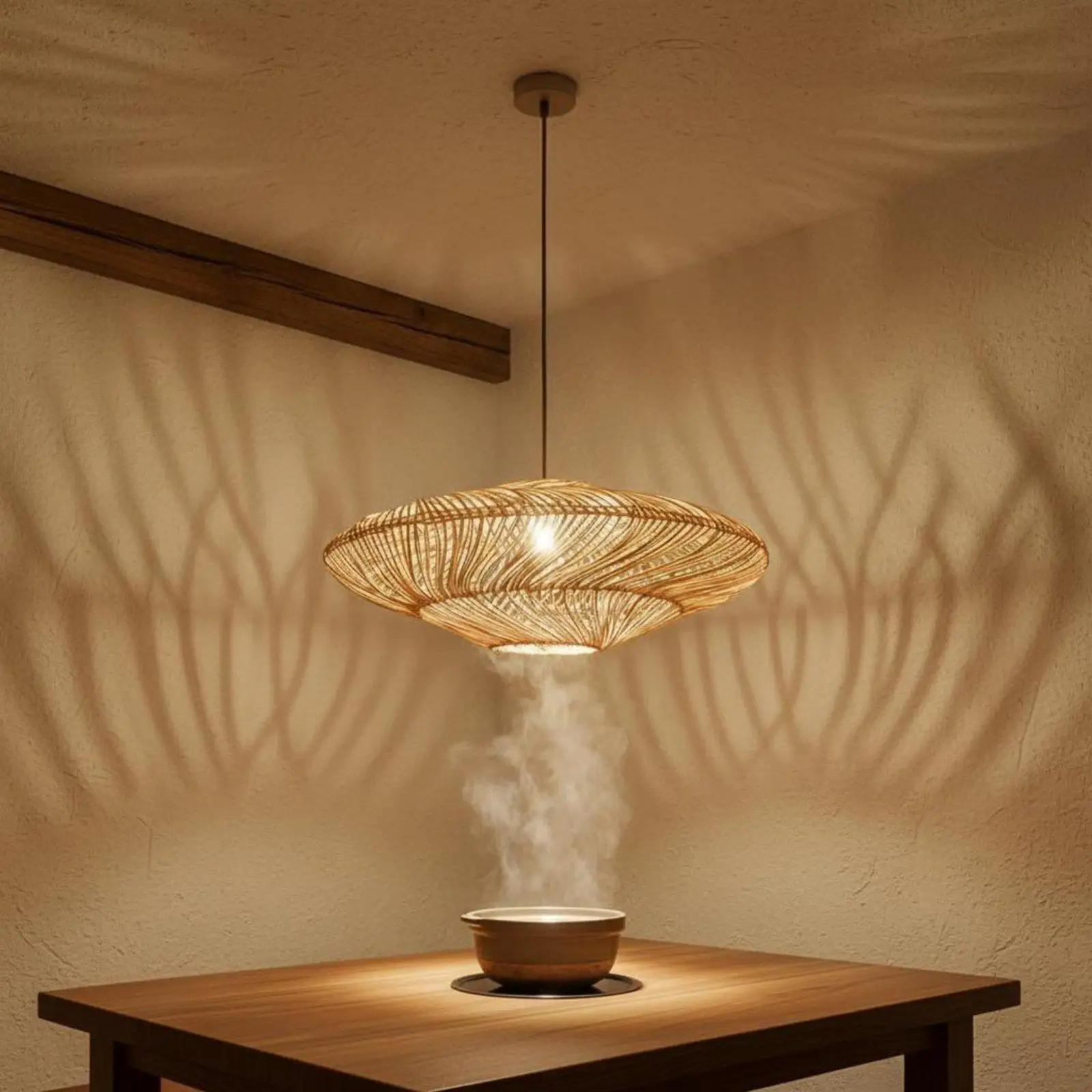 Elegant Retro Woven Lamp Shade Rustic Hand Braided Rattan Ceiling Lampshade for E27 Bulb Base in Dining Room Bedroom Cafe