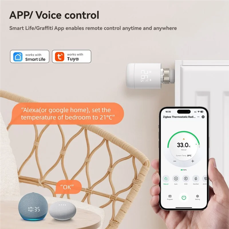 

【Shop-Now】Tuya Zigbee Smart Thermostat TRV Valve Radiator Temperature Control Mobile App Remote Management System