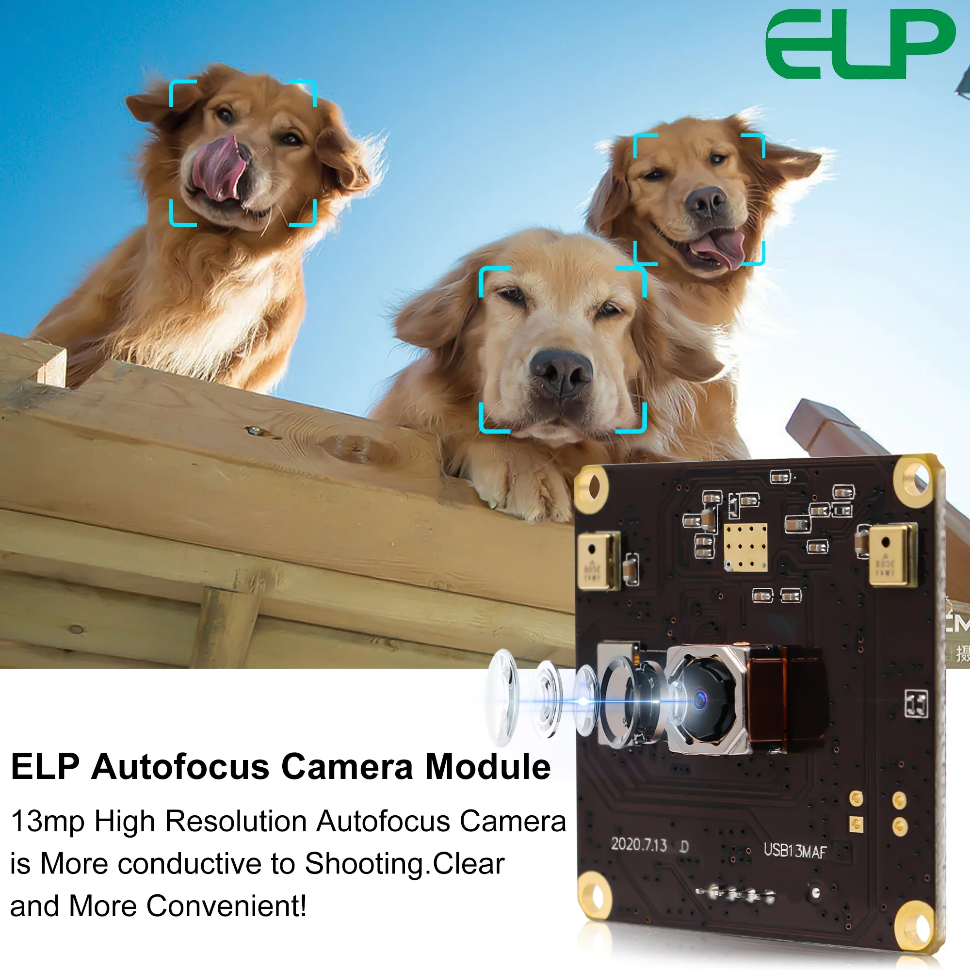 

ELP UHD 13MP Autofocus USB Camera Module CMOS IMX214 USB Webcam with 75degree No Distortion Lens for Android Linux Windows