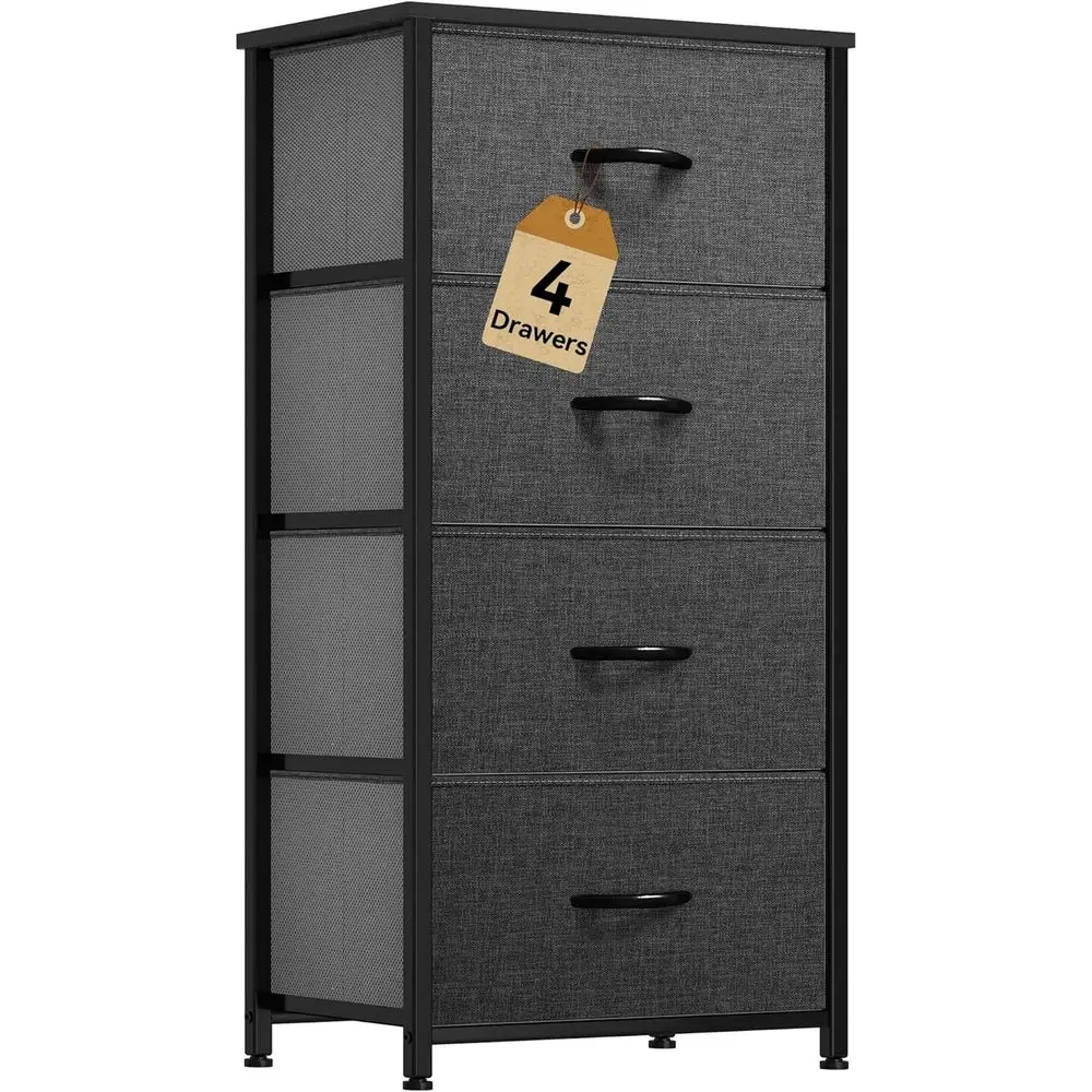 

Storage Tower with 4 Ders - abric Drer, Organizer Unit or Bedroom, Living Room, Closets - Sturdy Steel e, Easy Pull abric Bins &