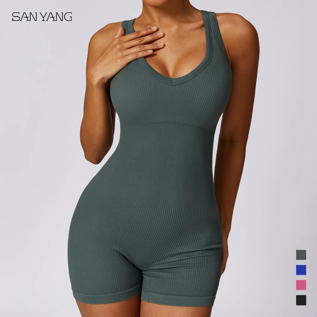 

New Yoga Fitness Outfit Female Seamless Tight One-piece Jumpsuit Women Short Nude Skinny Activity Wear Bodybuilding Bodysuit