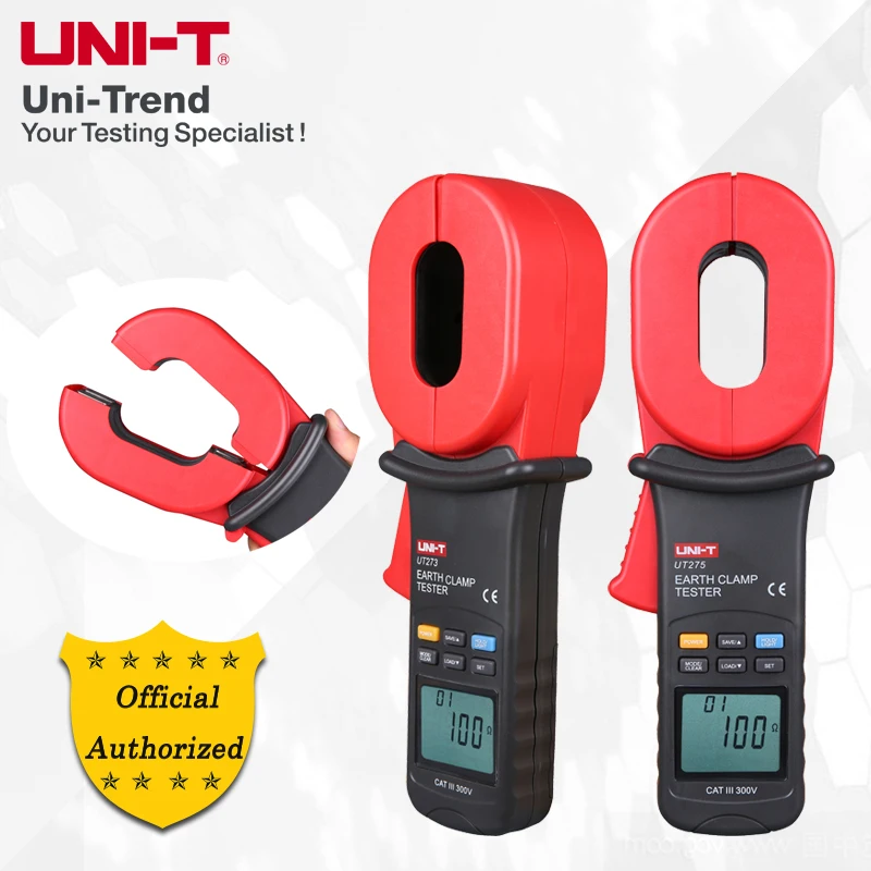 UNI-T UT273/UT275 Clamp Earth Ground Tester; 1000ohm Ground Resistance Tester, Data Storage/Data Hold/LCD Backlight