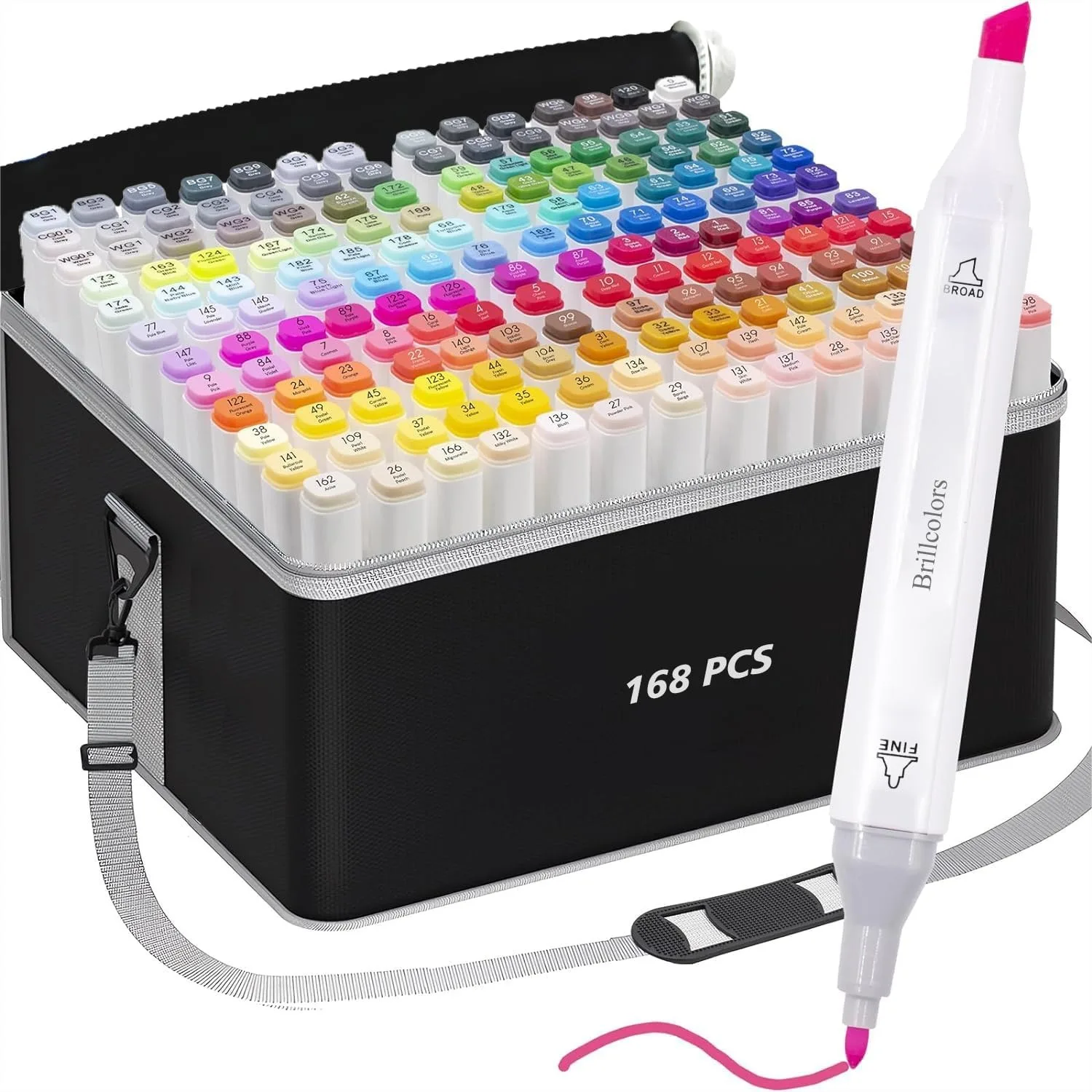 

168 Alcohol Markers Set with Base, Dual Tip Drawing Markers for Coloring Sketching Illustration, Refillable