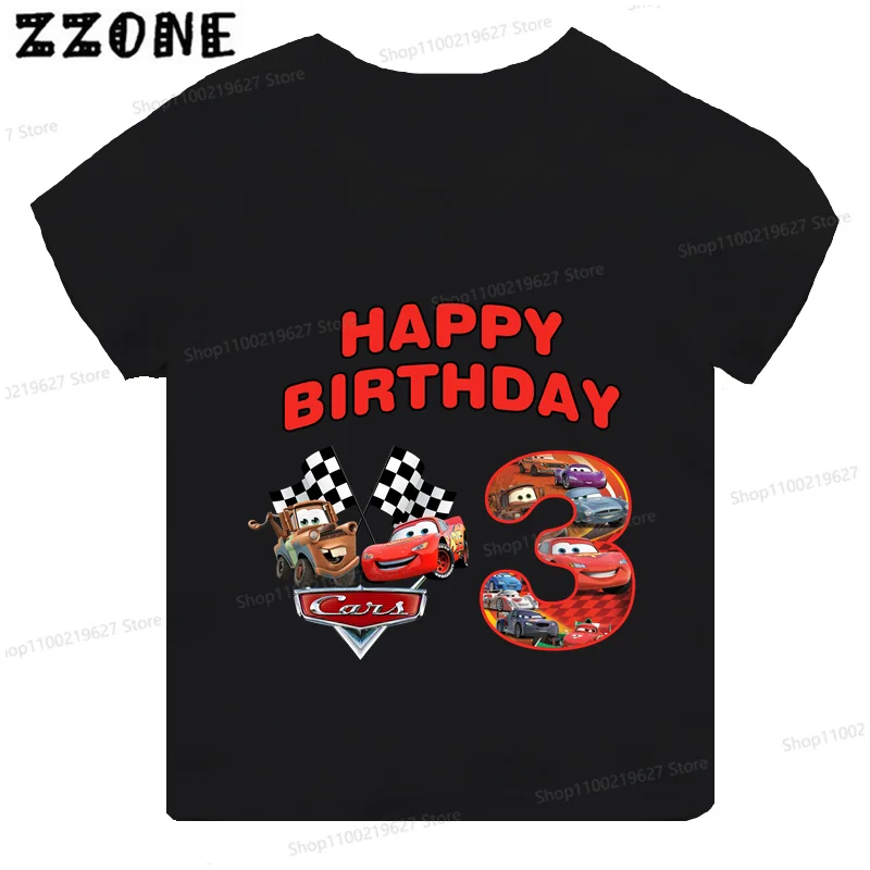 Car Pixar Lightning McQueen Print Kids T shirt 1 2 3 4 5 6 7 8 9 Years Birthday Cartoon Boys Girls Clothes Baby Children T-Shirt