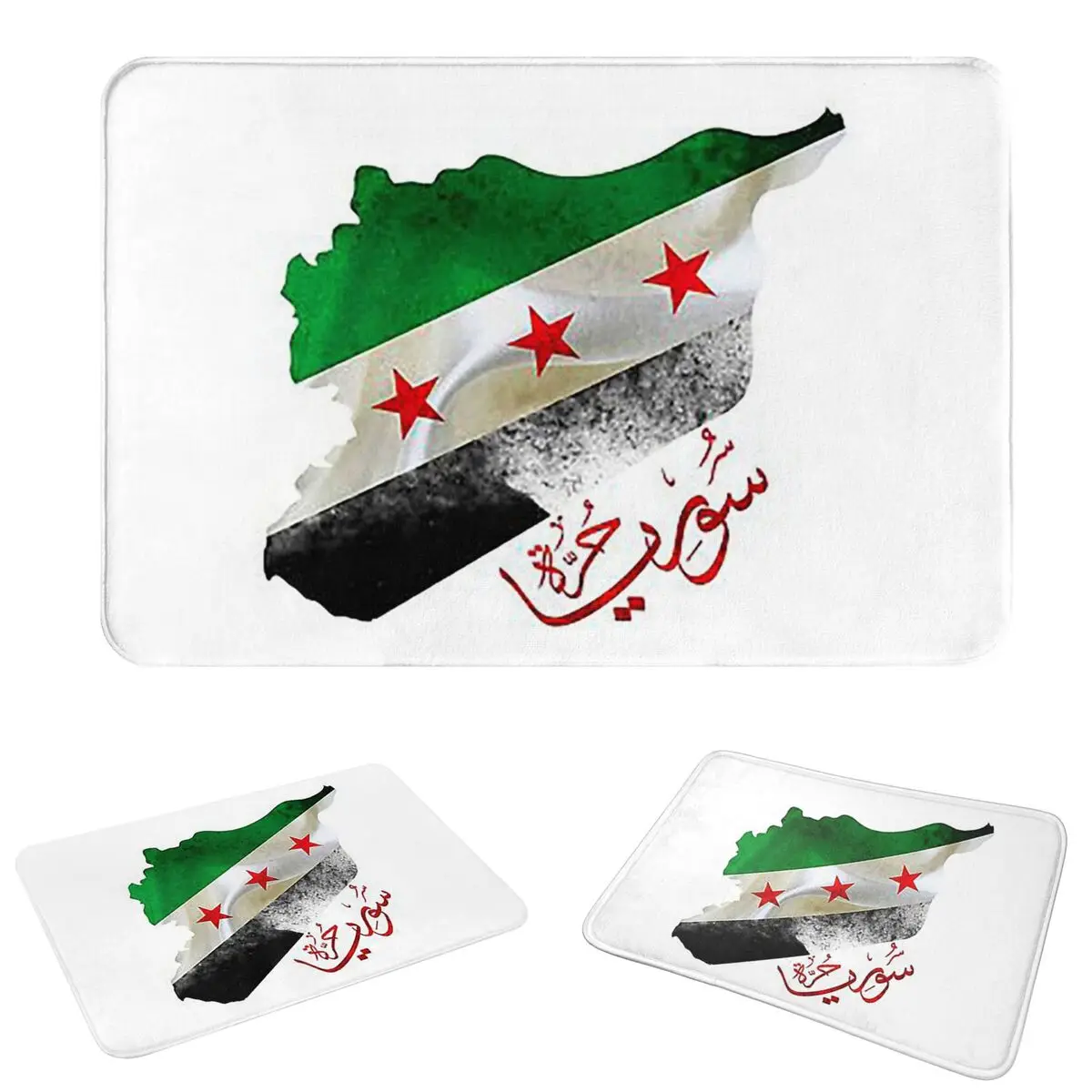Syria Revolution Flag Map Syrian Independence Doormat Cushion Carpet Rug Kitchen Entrance Home Floor Mat for Bedroom Footpad Mat