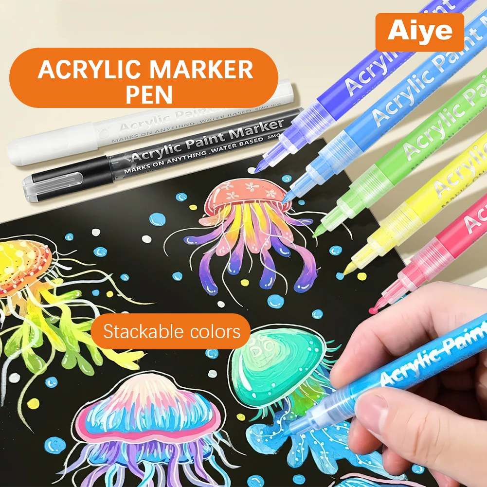 

12/18/24/36/48 Color Acrylic Paint Markersr Quick Dry Waterproof Permanent Marker Pen For DIY Art Wood Rock Fabric Glass Ceramic
