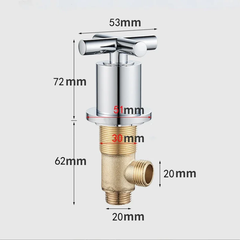 1Pcs Split Type Water Inlet Valve Hot Cold Water Mixing Diverter Valve for Bathtub Faucet