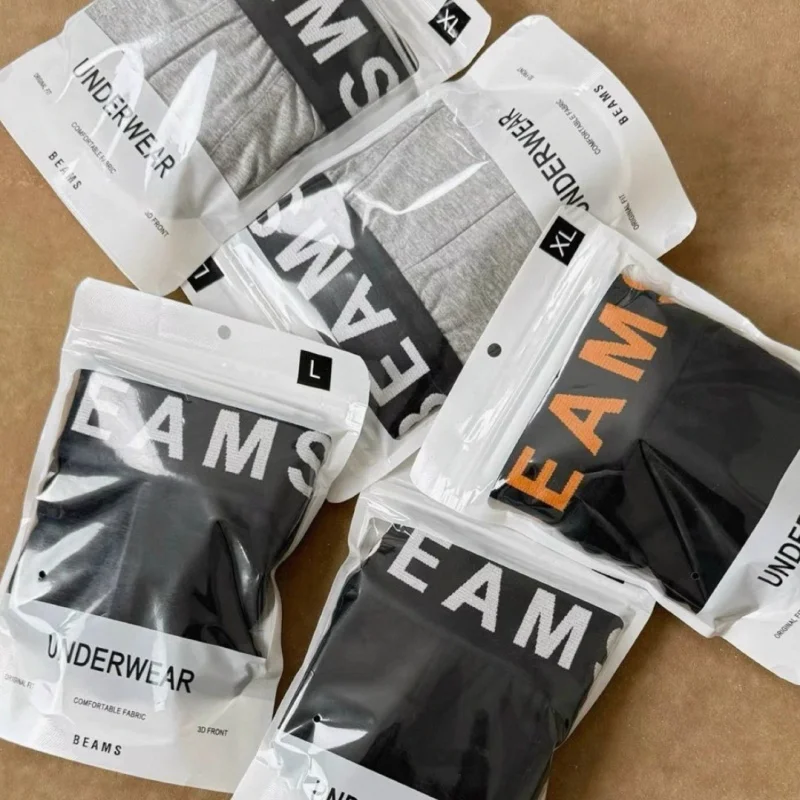 صور حقيقية السراويل القطن مطاطا حزام الحزم رسالة شعار زاوية مسطحة واسعة حافة الجاكار الرجال الملابس الداخلية