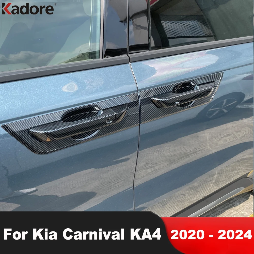For Kia Carnival KA4 2020 2021 2022 2023 2024 Carbon Fiber Car Door Handle Cover Trim Side Door Handles Bowl Overlay Accessories