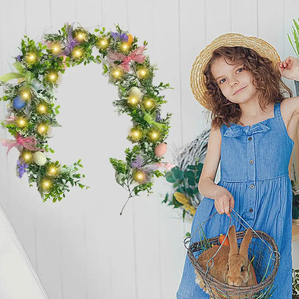 1.8 M อีสเตอร์ Garland พวงหรีดประดิษฐ์สําหรับด้านหน้าประตูแขวนจี้สําหรับ Window Wall Home Decor C3d7