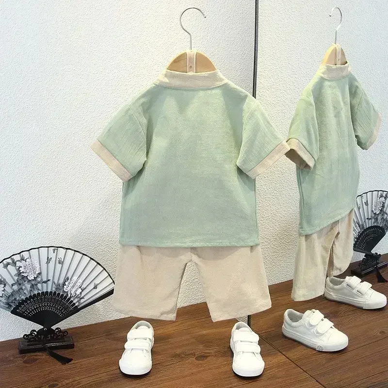 18 Style Summer Kung Fu Tai Chi Uniform for Kids Boys Girls Chinese Traditional Cotton Linen Embroidered  Blouse Pants Tang Suit