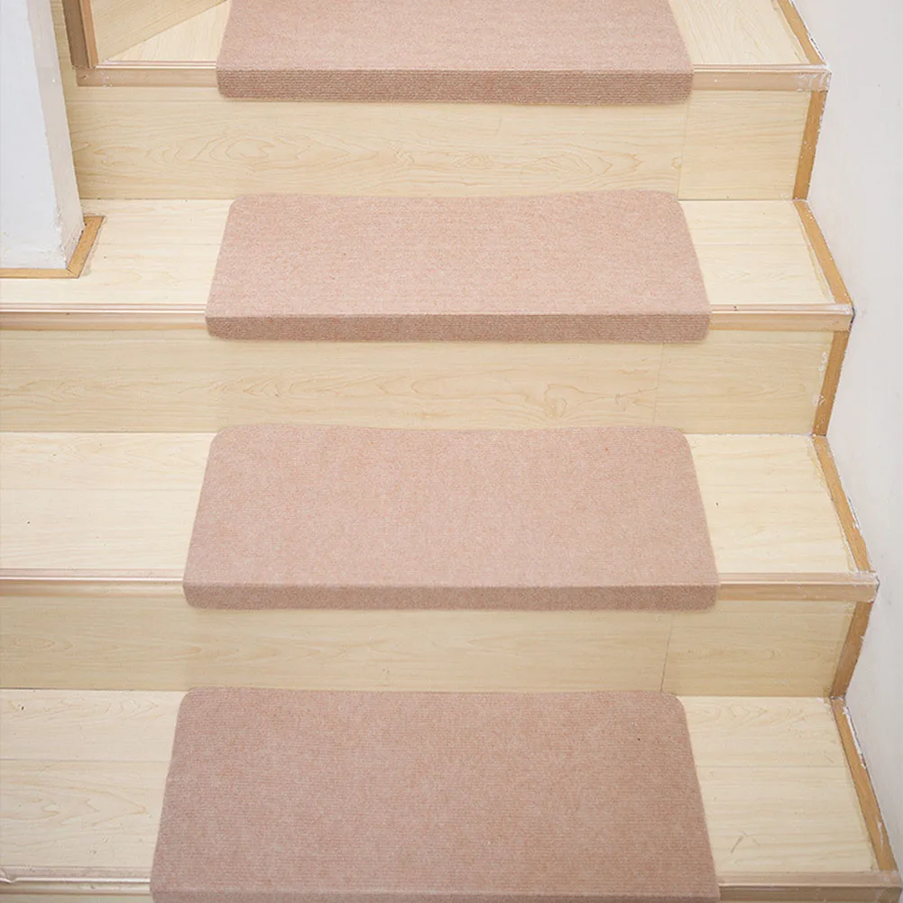 2PCS Non-slip Adhesive Stair Mats Staircase Step Rug Cover Self-Adhesive Wood Stair Carpet Home Step Mats Home Decor Rug