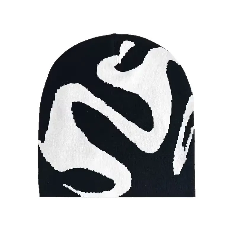 Trendy Knit Beanies Winter Jacquard Windproof Warm Hat Outdoor Colorful Casual Fashion Pullover Cap
