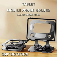 All Metal Tablet Stand Foldable Computer Desktop Floor Standing Aluminum Alloy 360 ° Rotating Support Plate Multifunctional