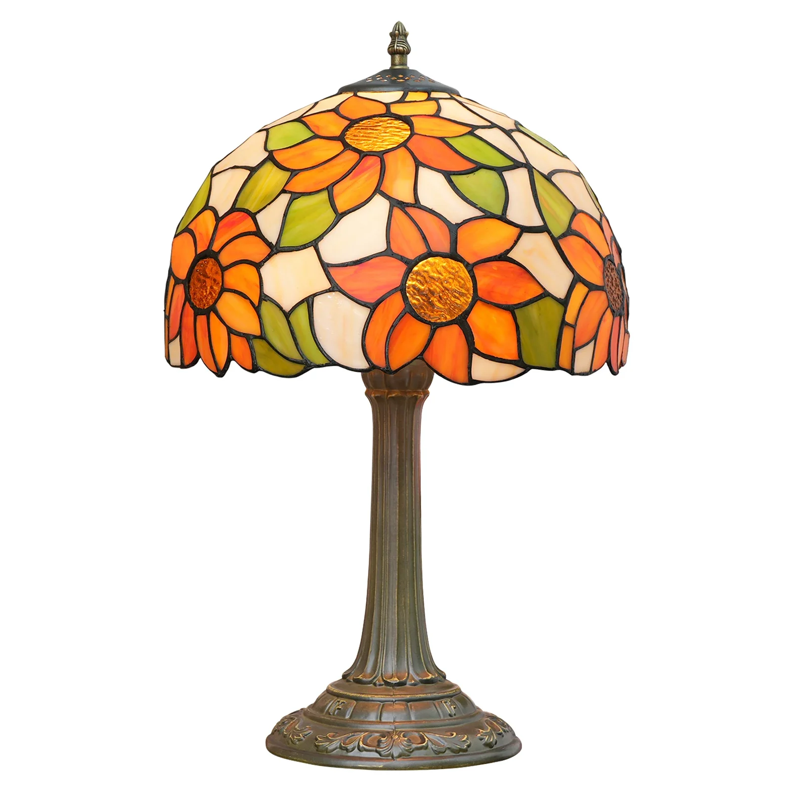 Tiffany Table Lamps Creative Living Room Bedroom Bedside Lamp 12 Inch Stained Glass Lampshade Sun Flower Pastoral Table Light