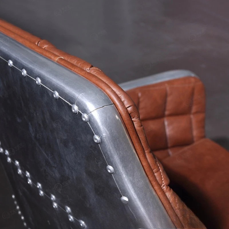 Retro special-shaped fiberglass office boss chair British leather single leisure chair