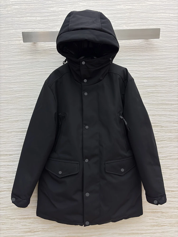 

SVORYXIU Autumn Winter New style Standing collar Hooded hood Down jacket Woman Fashion Black is comfortable Down jacket