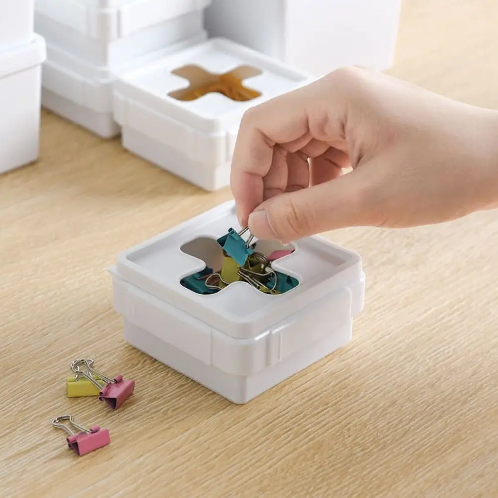 2PCS Plastic bag small item storage box Cross shaped debris sorting box with cover Disposable glove garbage bag organizer