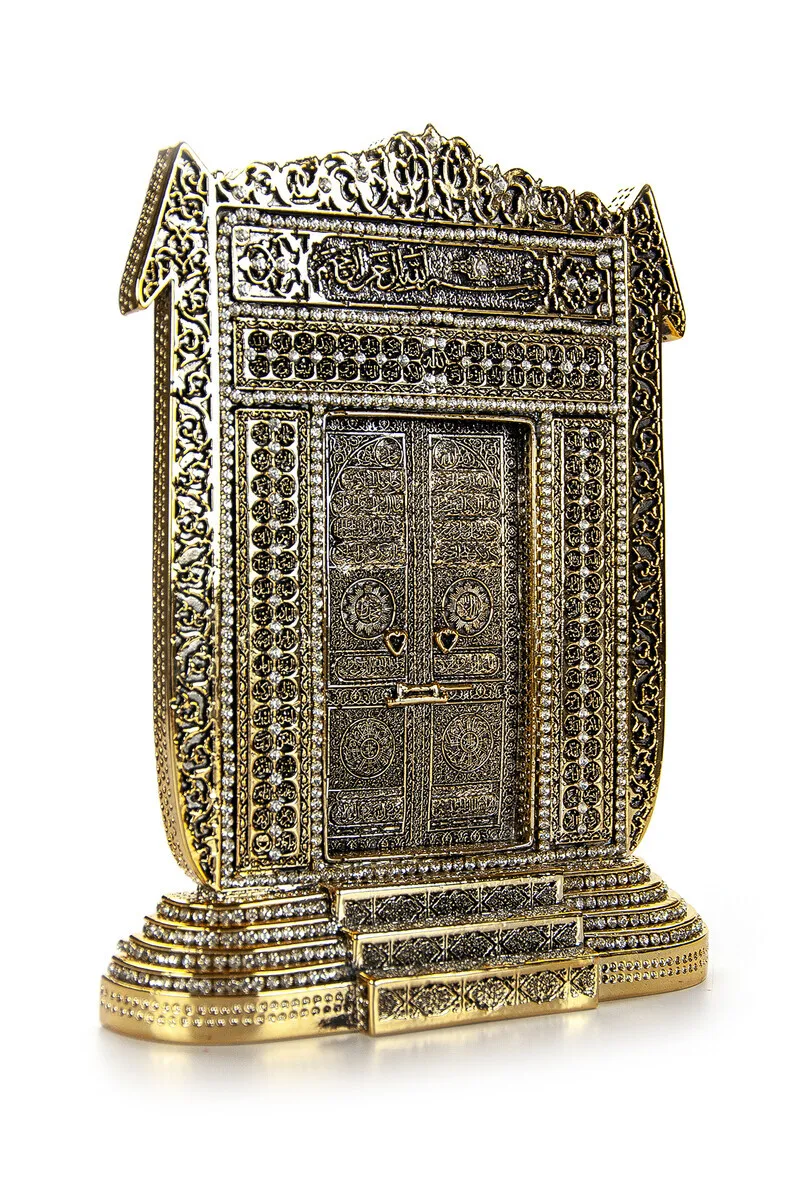 IQRAH Elif Kaaba Gate Crystal Stone Decorated Religious Gift Trinket Gold Color