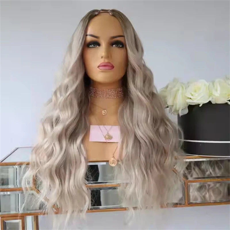 Ombre Paltinum Blonde Human Hair U Part Wig 2x4 Opening Silky Body Wave Wig Fast Shipping Wigs For Women Natural Looking 18 Inch